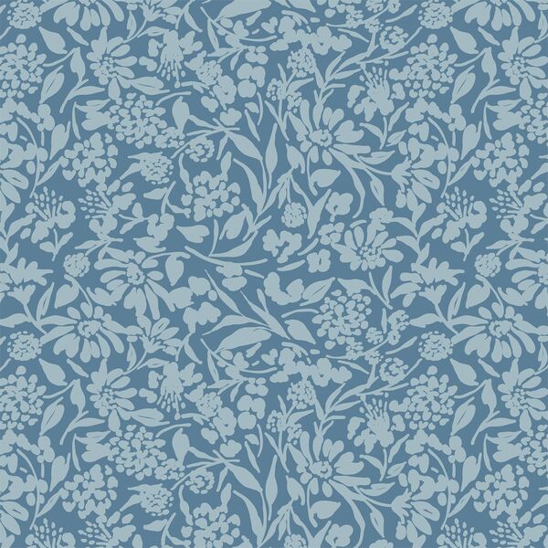 Silhouette Floral in Denim Blue