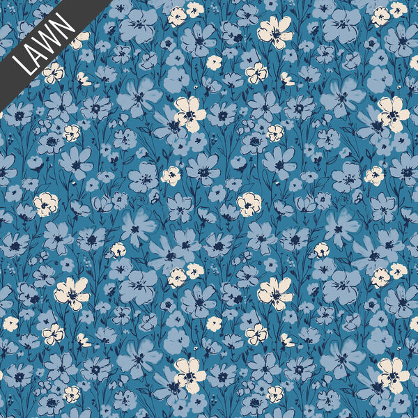 Wildflowers Cotton Lawn in Blue