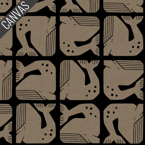 Grumpy Whale Canvas in Black Unbleached