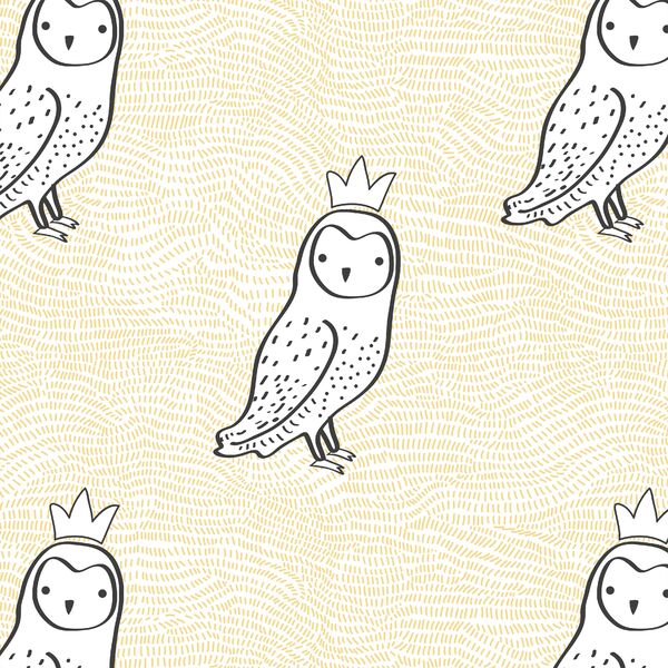 Crowned Owl in Sunny Yellow and Onyx