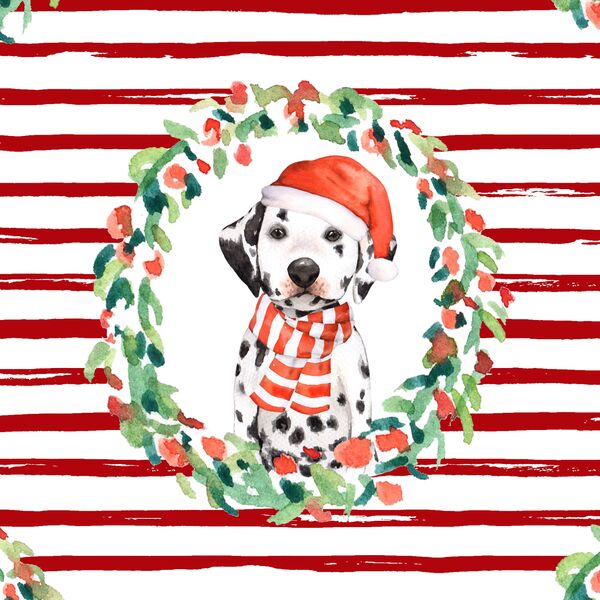 Holiday Wreath in Holly Red Stripes