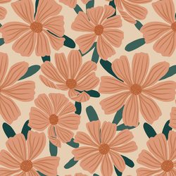 Christmas Cosmo Field in Pink on Custard