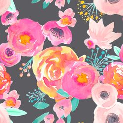 Blushing Floral in Fuchsia on Grey