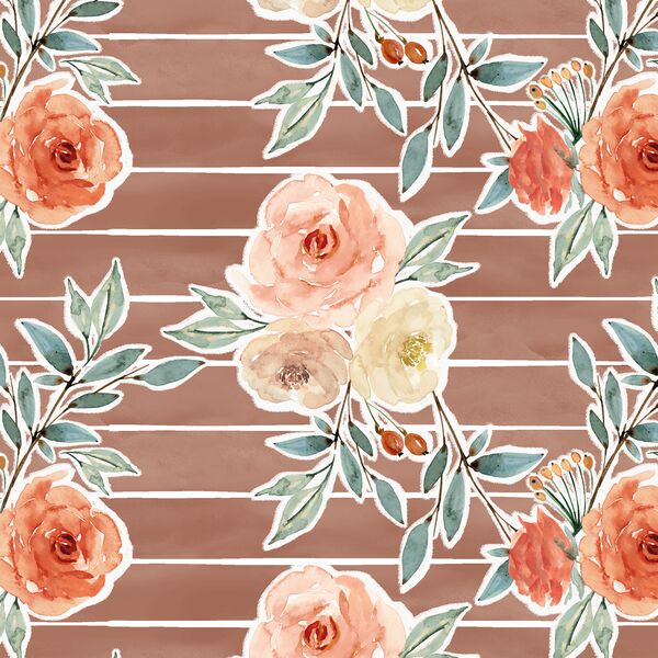 Ardent Floral Stripe in Hot Chocolate Wash