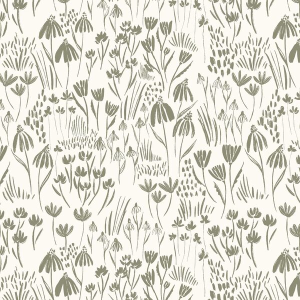 Forest Floral in Artichoke on Cream