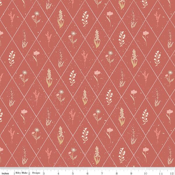 Floral Argyle in Rose
