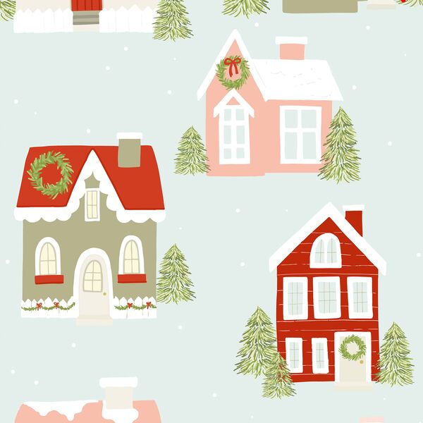 Large Christmas Cottages in Ice Blue