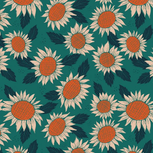 Sunflowers in Teal