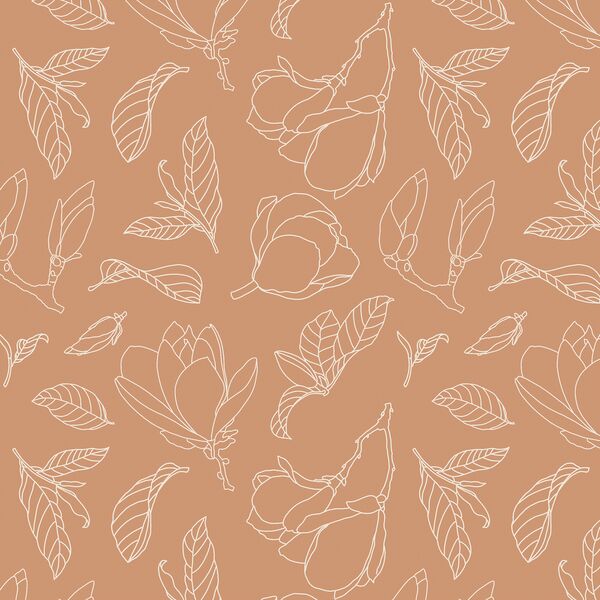 Magnolia Line Art in Cream on Tawny