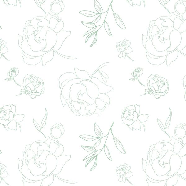 Peony Linework in Fresh Sage