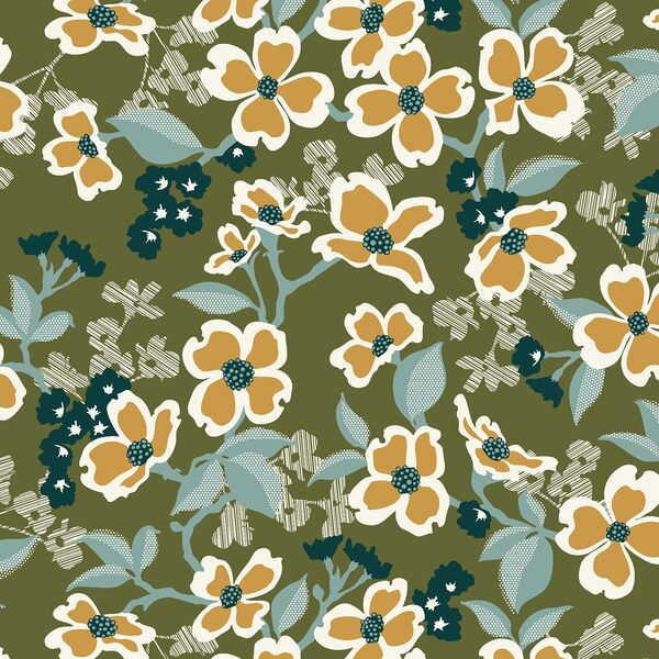 Little Dogwood Bloom in Forest Green