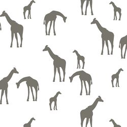 Giraffe Silhouette in Greige on White