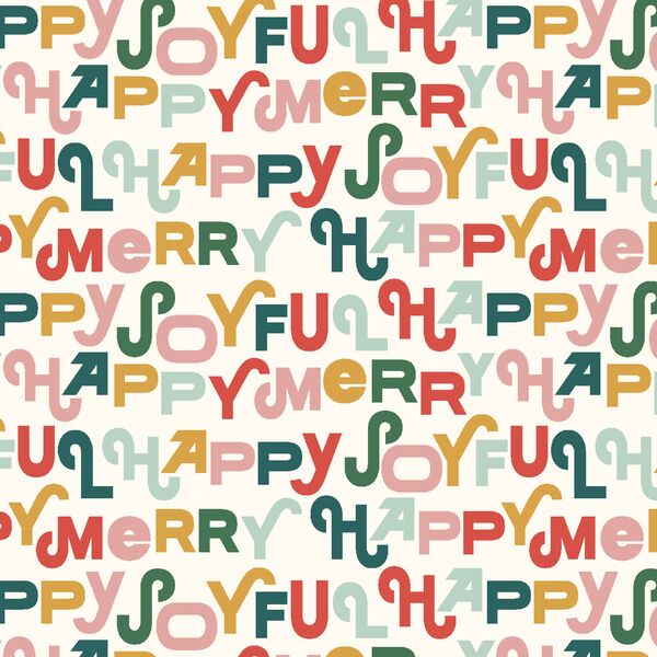 Merry Happy Joyful in Cream