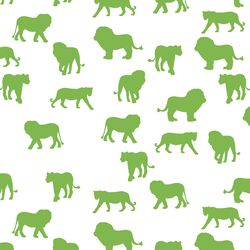Lion Silhouette in Greenery on White