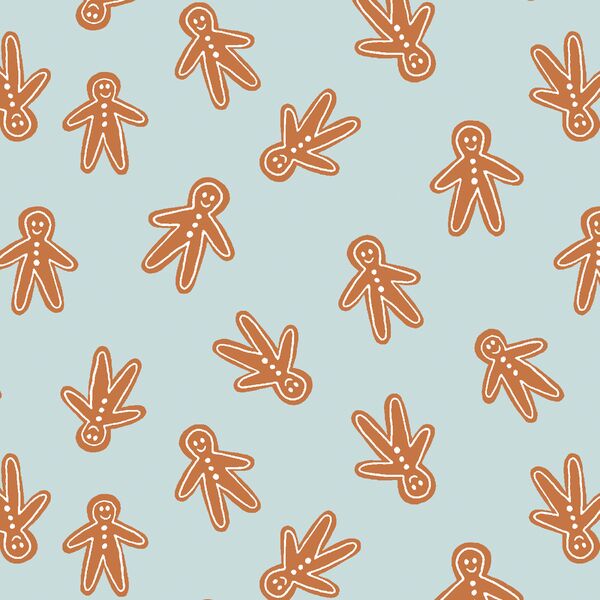 Gingerbread Men in Ice Winter Blue