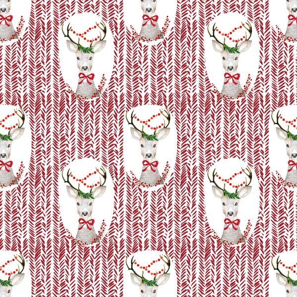 Small Fancy Holiday Deer in Berry Red