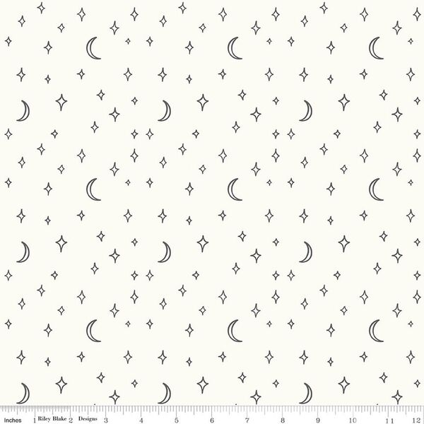 Stars and Moons in Vintage White
