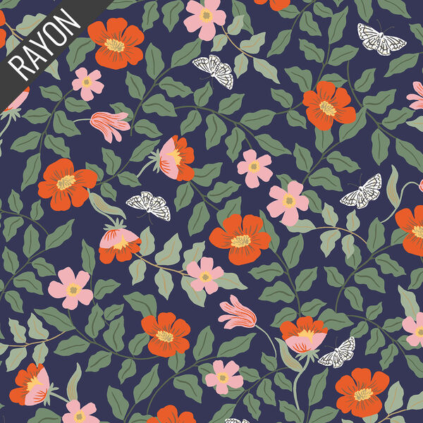 Primrose Rayon in Navy