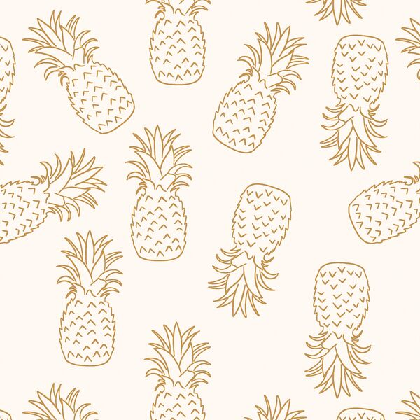 Pineapples in Golden on Cream