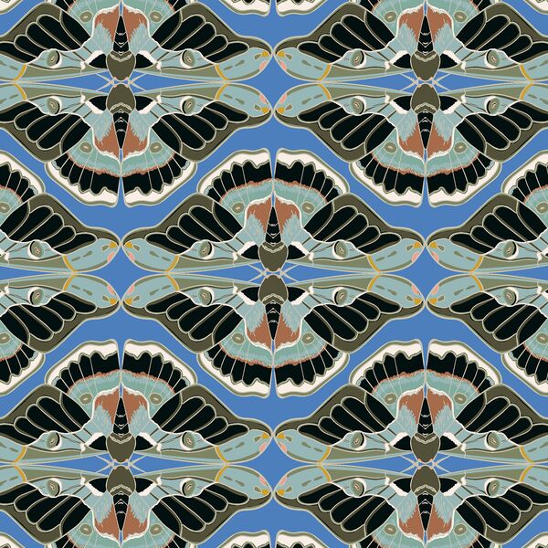 Mirrored Butterflies in Azure Blue