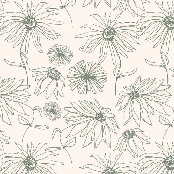 Aster Sketch in Leaf Green on Cloud