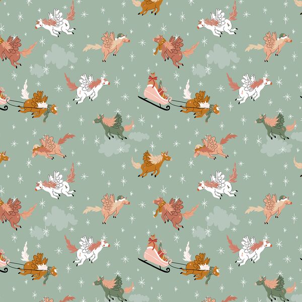 Unicorn Santa in Dusty Turquoise