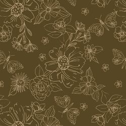 Big Sketched Florals in Chocolate