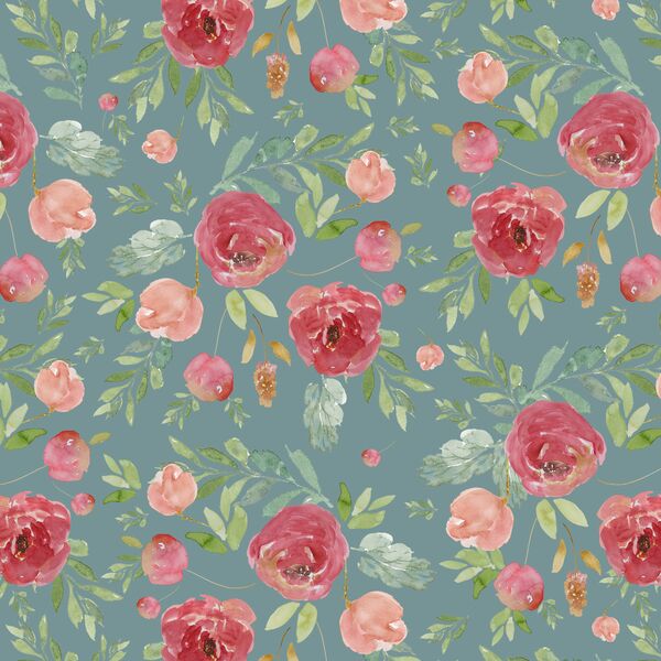 Wild Roses in Rainy Blue