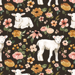 Floral Lambs in Umber