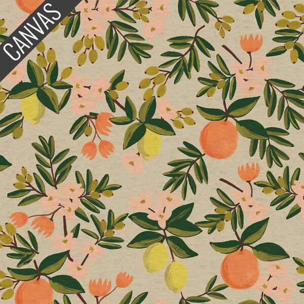 Citrus Floral Canvas in Sand Unbleached