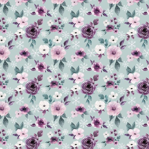 Little Floral Flurries in Ice Blue