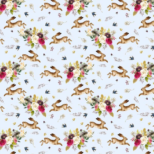 Small Autumn Bunnies in Soft Blue