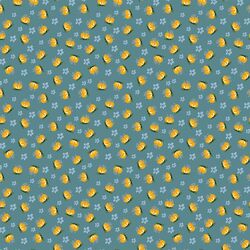 Yellow and Blue Florals in Blue