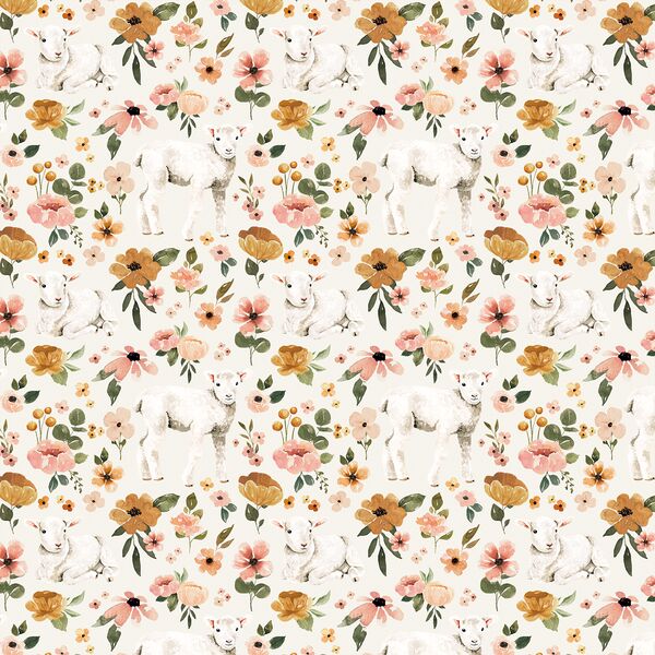Little Floral Lambs in Cream