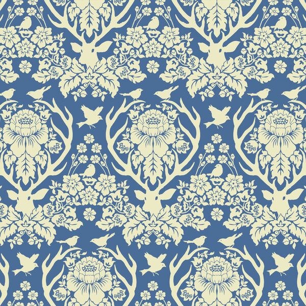 Little Antler Damask in Hyacinth Blue