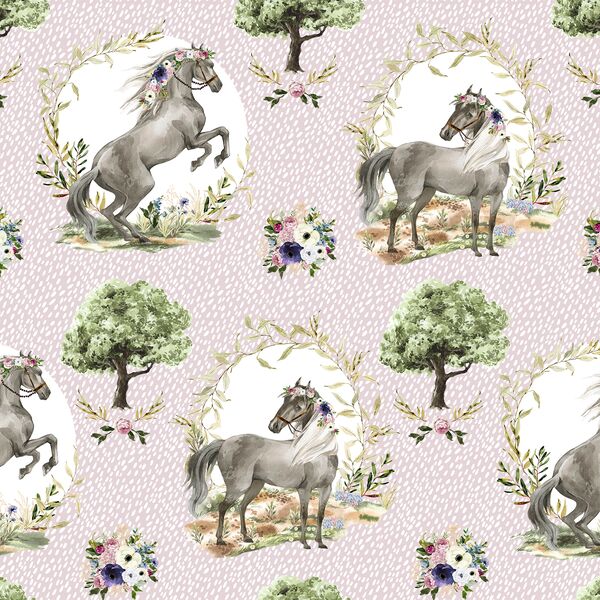 Royal Horses in Dappled Rose Mist