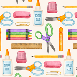 Large Back 2 School Supplies in Ivory