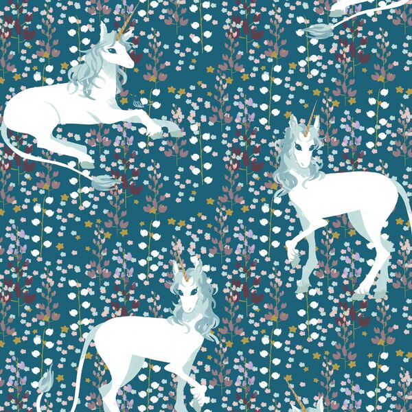 A Unicorn Meadow in Dark Topaz