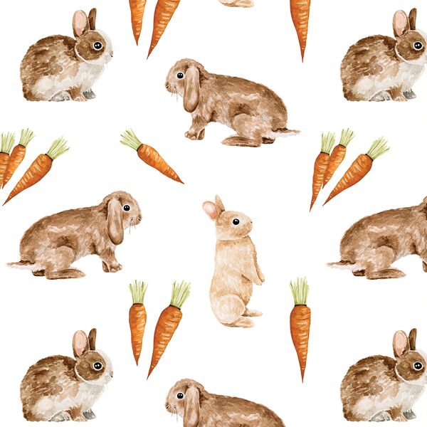 Bunnies and Carrots in White