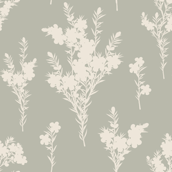 Blooming Branches in Cream on Soft Olive