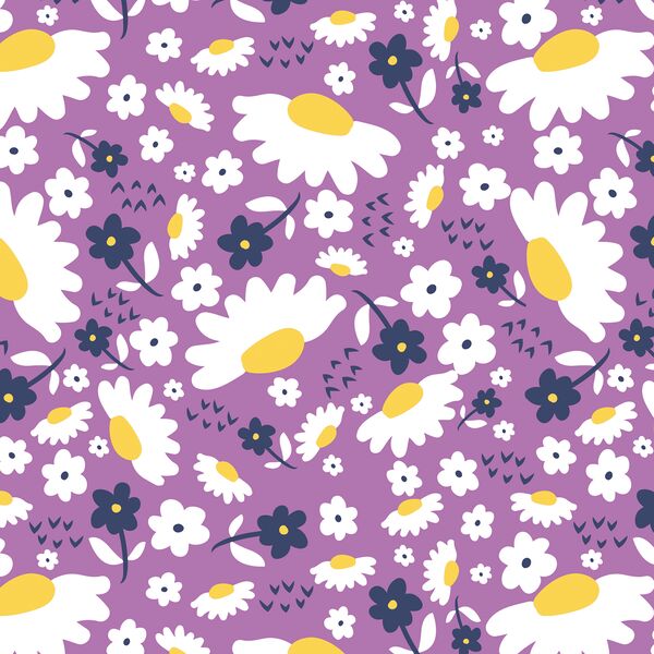 Daisies in Navy and Violet