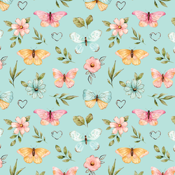Butterfly Garden in Aquamarine