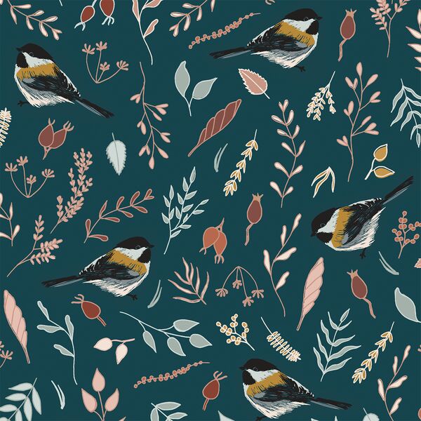 Chickadees in Teal
