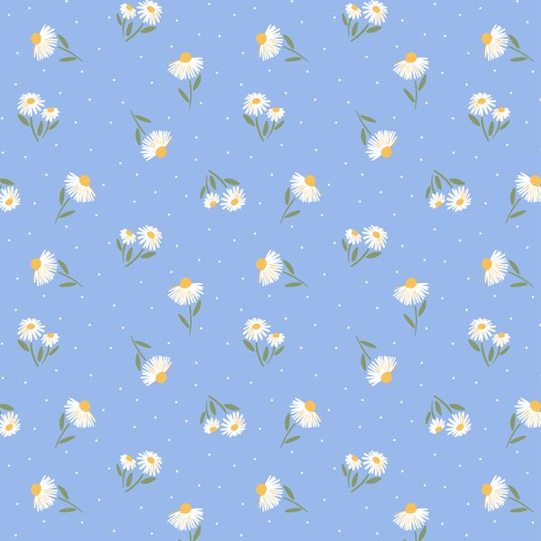 Scattered Daisies in Sky Blue