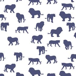 Lion Silhouette in Indigo on White