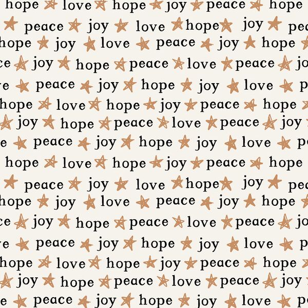 Peace Love Hope and Joy in Warm Sugar on Bone