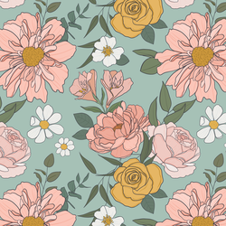 Claire Floral in Aqua Spring