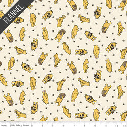 Winnie the Pooh Toss Flannel in Cream