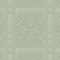 Dotted Tile in Cream on Sage Green