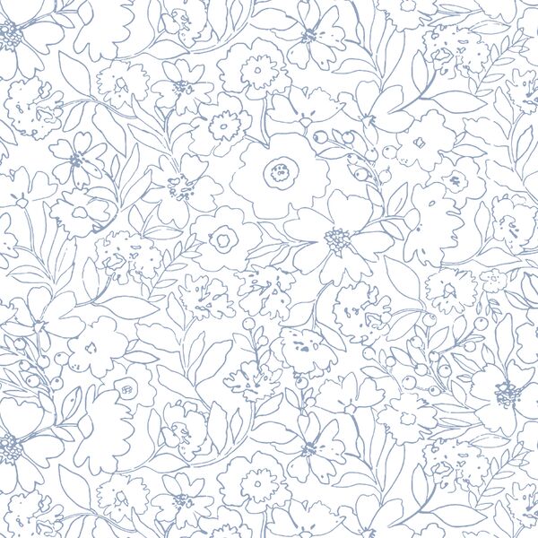 Midnight Garden in Blueberry on White